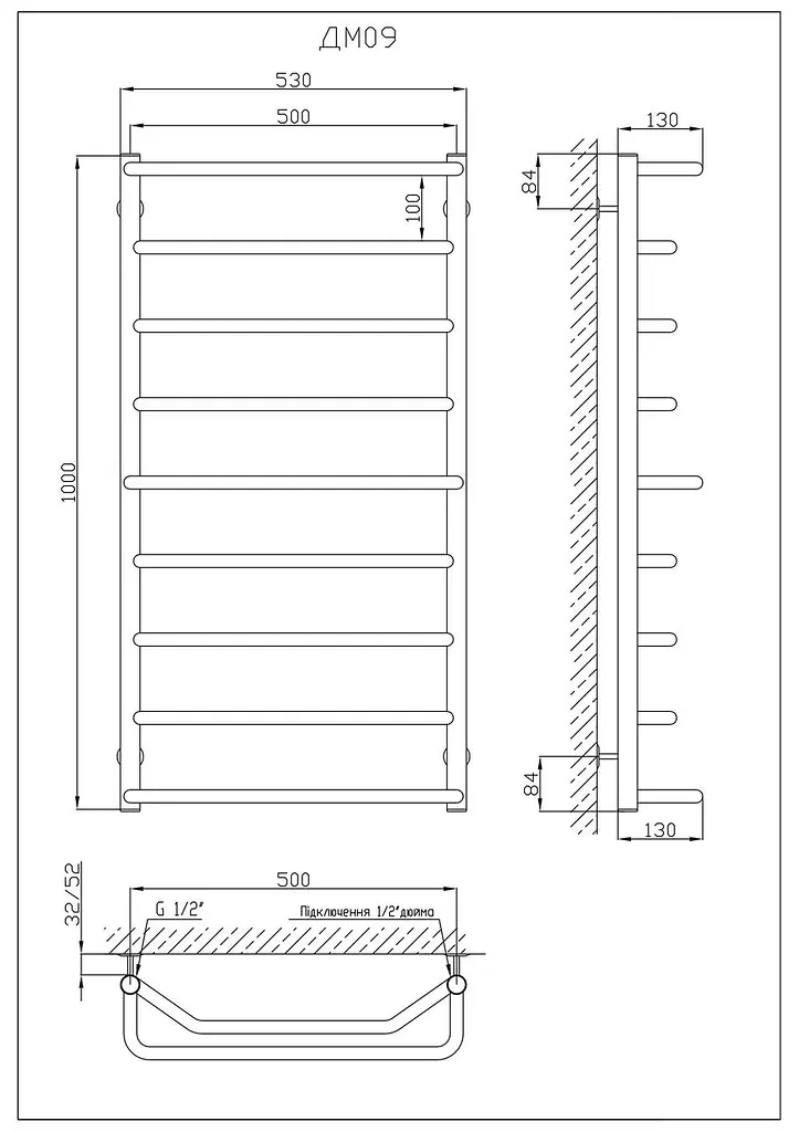 Водяной полотенцесушитель Kosser Микс 1000x530/9 ДМ09, Хром - фото 5