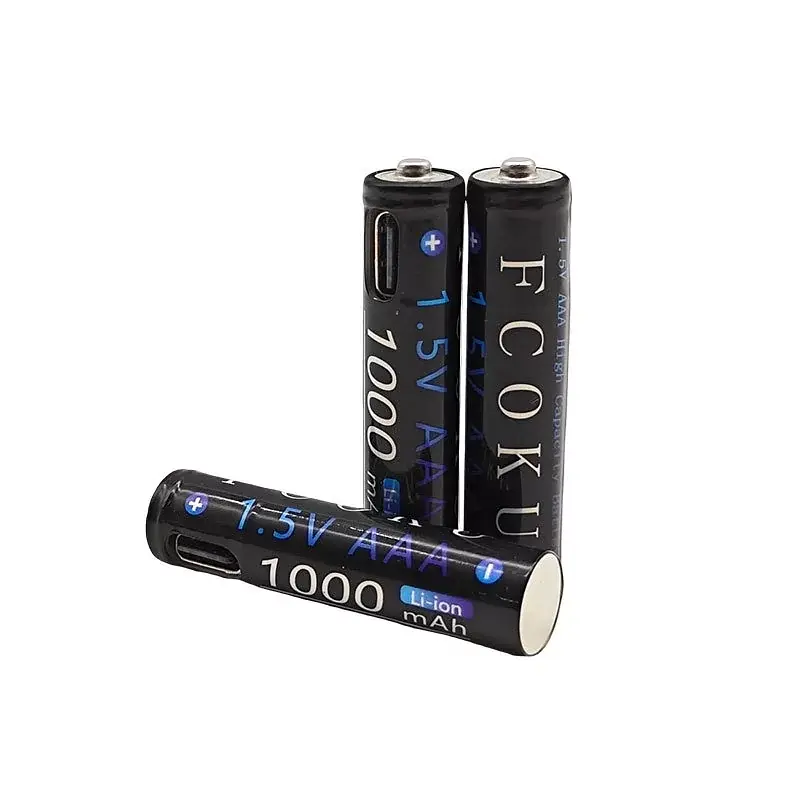 Акумулятор AAA Fcoku 1.5v 1000mah (з зарядкою від Тype-C) Чорний - фото 4