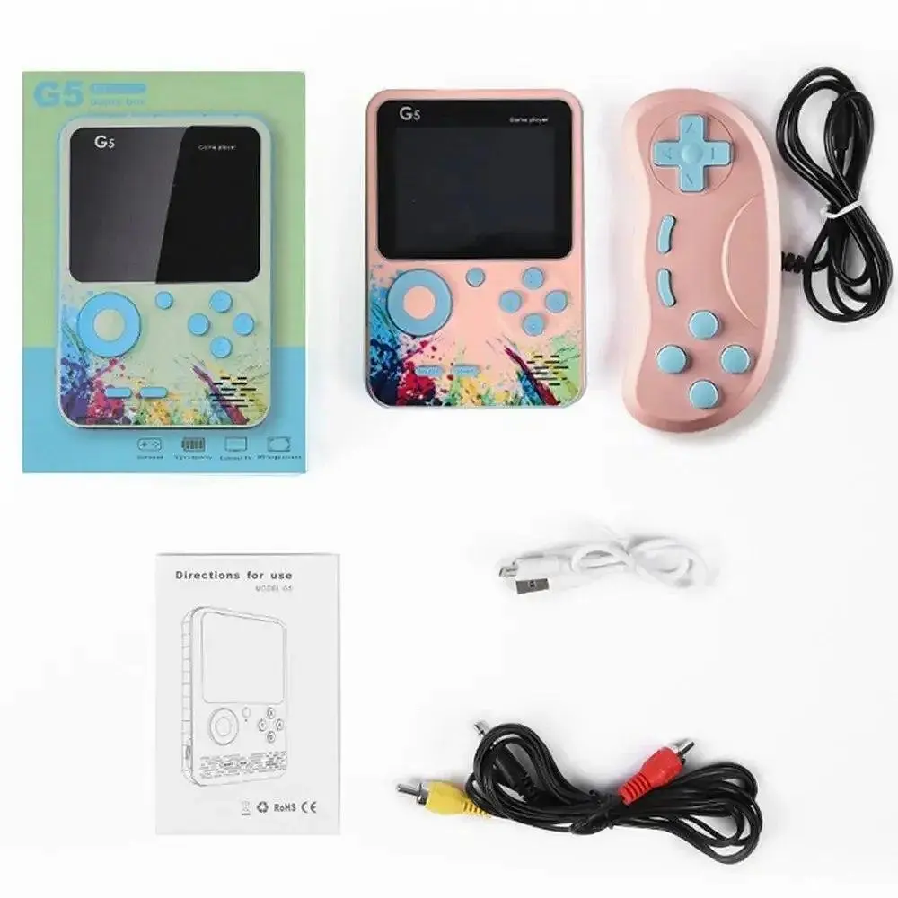 Ігрова ретро приставка 3" LCD 500 ігор з джойстиком UKC G5 Game Box 9214 рожева - фото 13