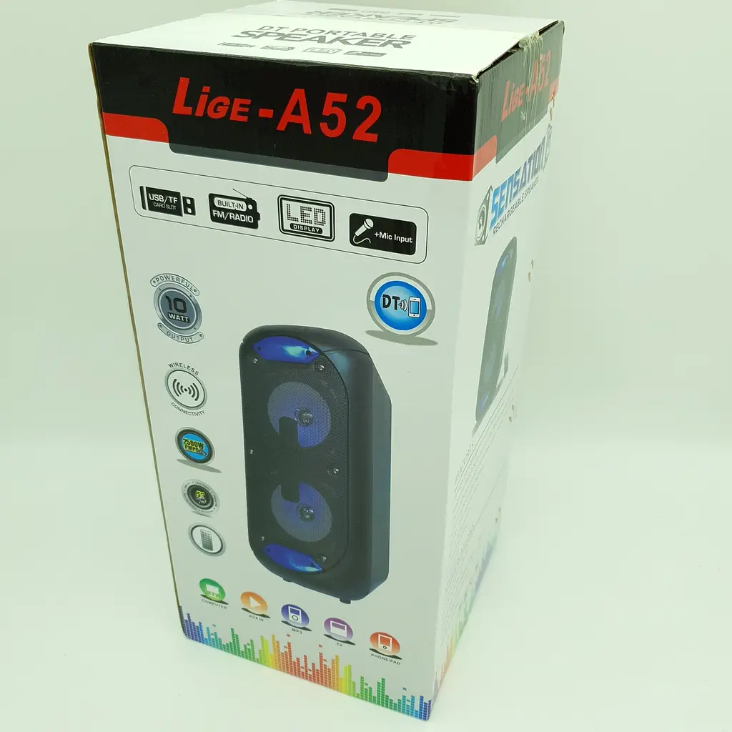 Акустична система акумуляторна бездротова Bluetooth колонка 2*5" радіо USB FM 10 Вт Lige A52 - фото 9