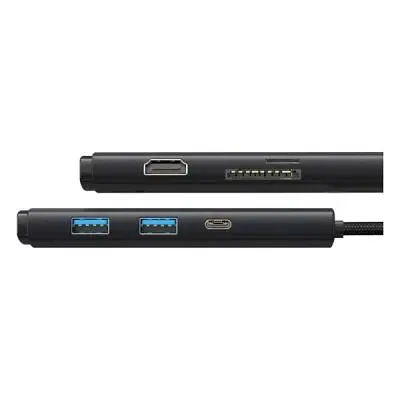 Концентратор Baseus USB-C 6-in-1 HDMI + 2xUSB 3.0 + PD + SD/TF black (WKQX050101) - фото 4