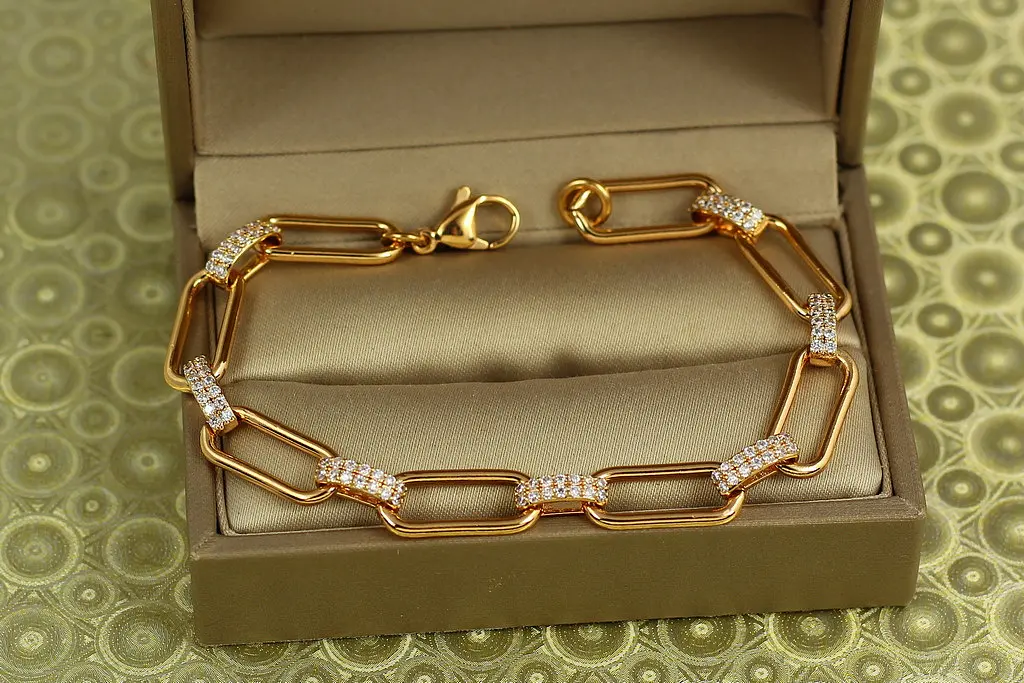 Браслет Xuping Jewelry Периметр з овальними ланками 17 см 7 мм золотистий