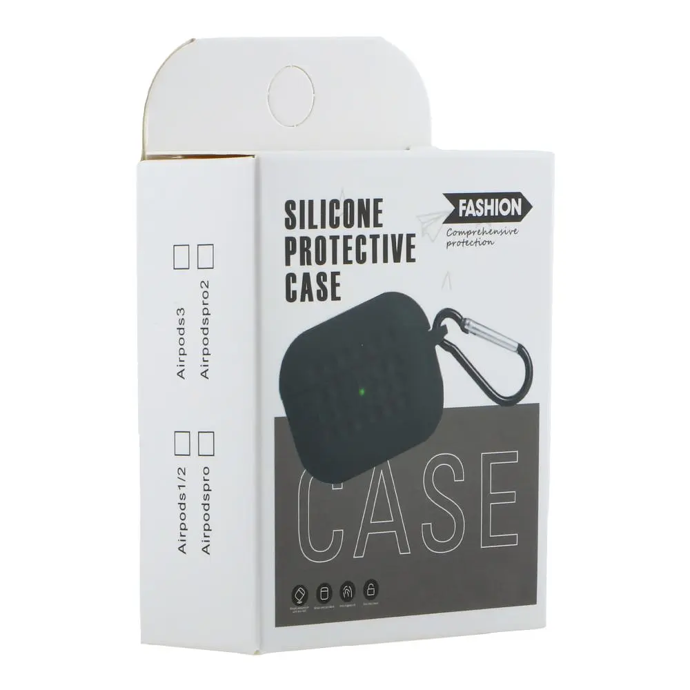 Футляр із карабіном Fashion Silicone Case Airpods 1/Airpods 2 Black (35263_3345608) - фото 2