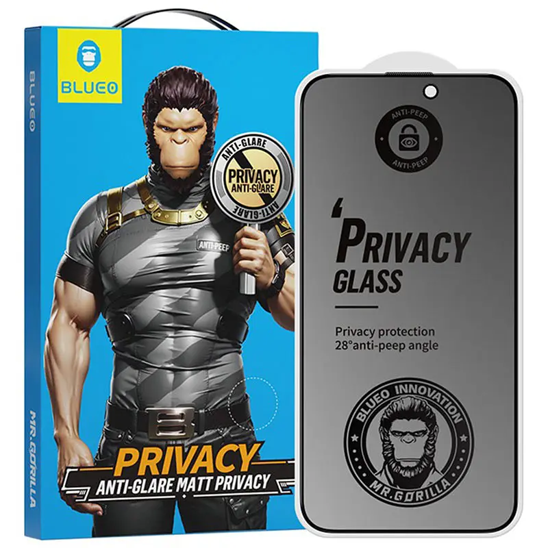 Захисне 2.5D скло Full Cover Anti-Peep Matte для Apple iPhone 16 Pro (6.3") Чорний Blueo teh0031366