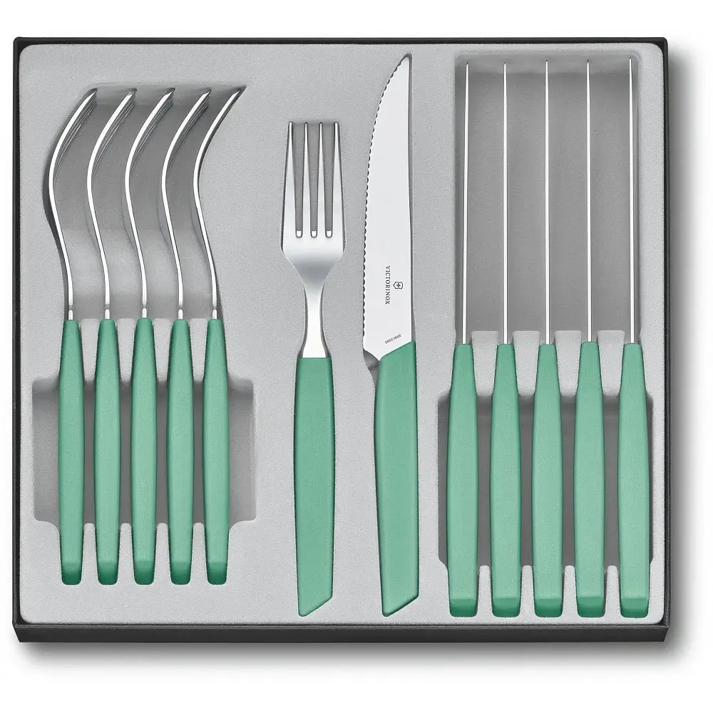 Набір кухонний Victorinox Swiss Modern Table Set 12шт з мятн. ручкою (6 ножів steak 6 віделок)