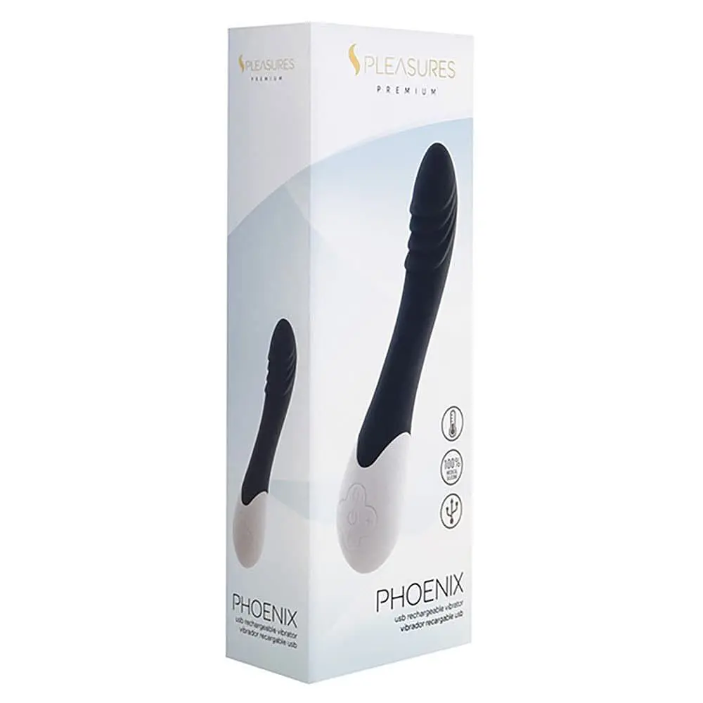 Вібратор S Pleasures Premium Phoenix, для точки G, чорний, водостійкий, 16 видів вібрації, нагрів - фото 3