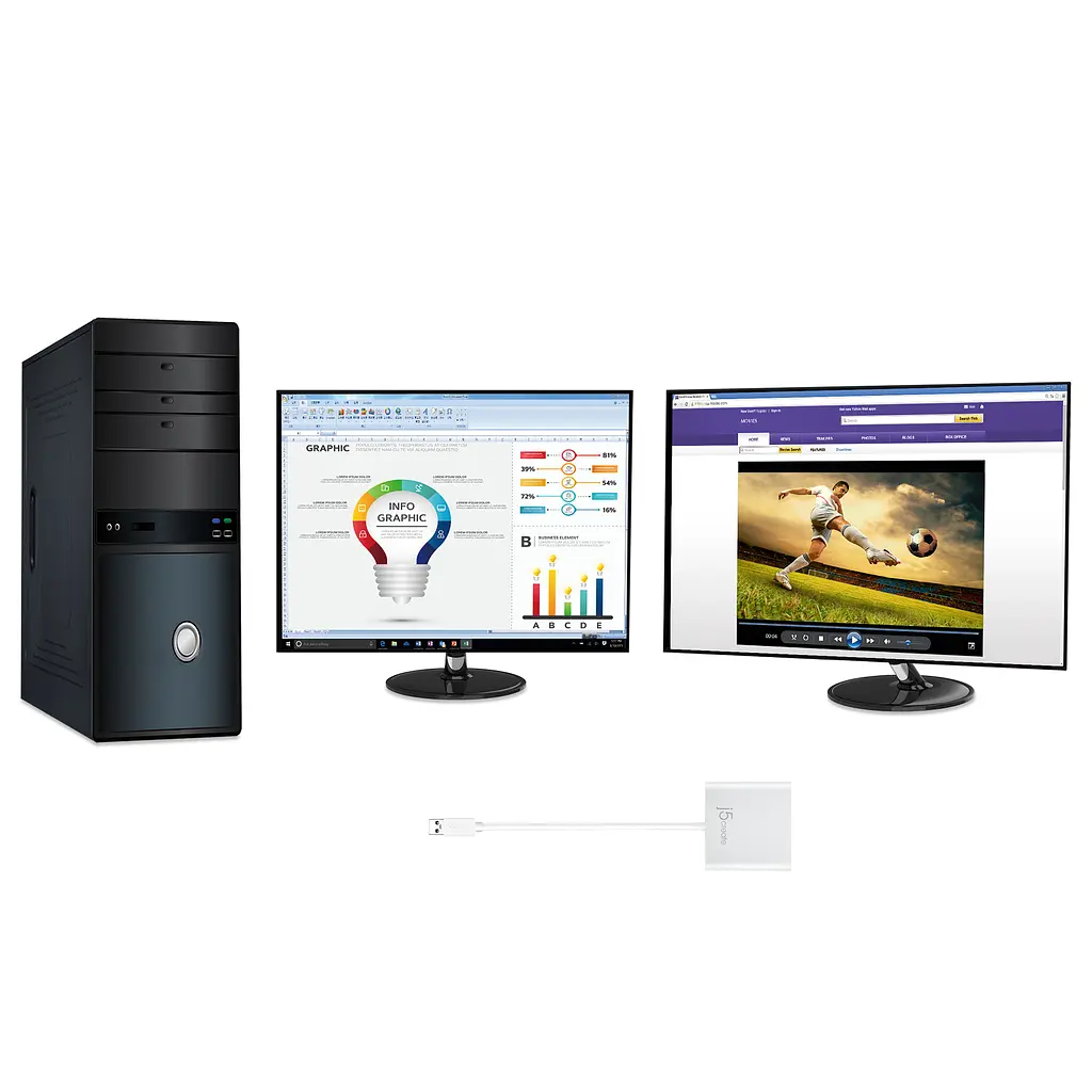 Адаптер J5create USB-A - 2 HDMI (M/F), Silver (JUA365-N) - фото 6