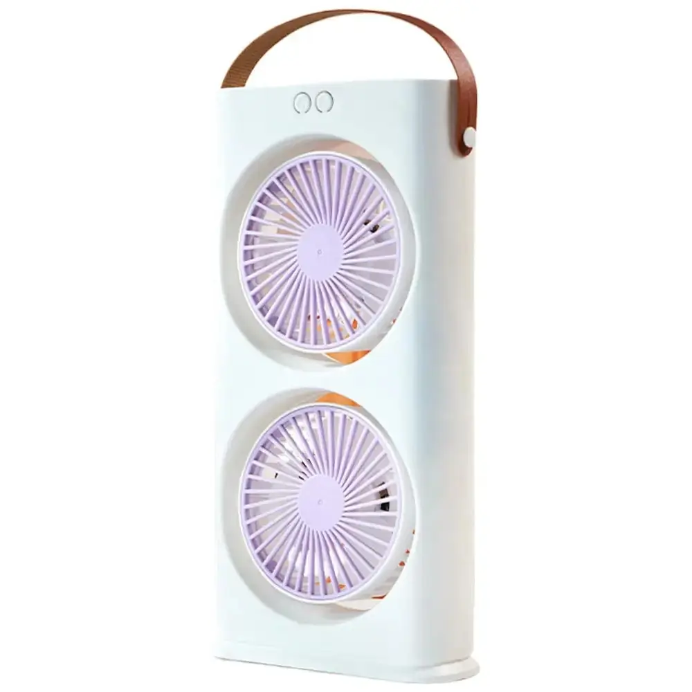 Настільний вентилятор Double-ended Spray Fan 1200 мАг / Акумуляторний портативний вентилятор з пультом та LED-підсвічуванням