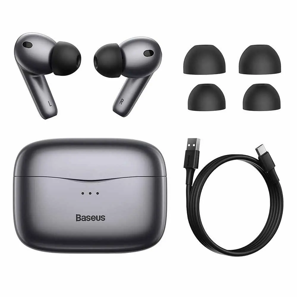 Навушники Bluetooth Baseus SIMU ANC TWS S2 | 42/480mAh, 6/24Hours | (NGS2-02) grey - фото 2