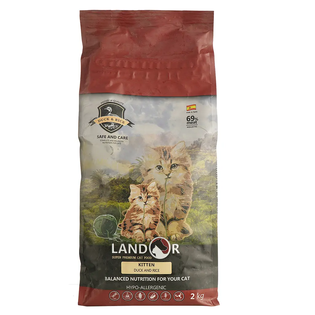 Сухий корм для кошенят Landor качка з рисом 2 кг - фото 1