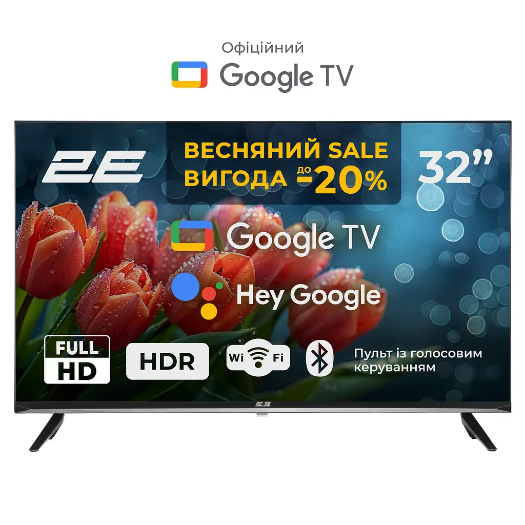 Телевизор 32" LED FHD 60Hz Smart Google TV Black 2E teh0018406 - фото 2