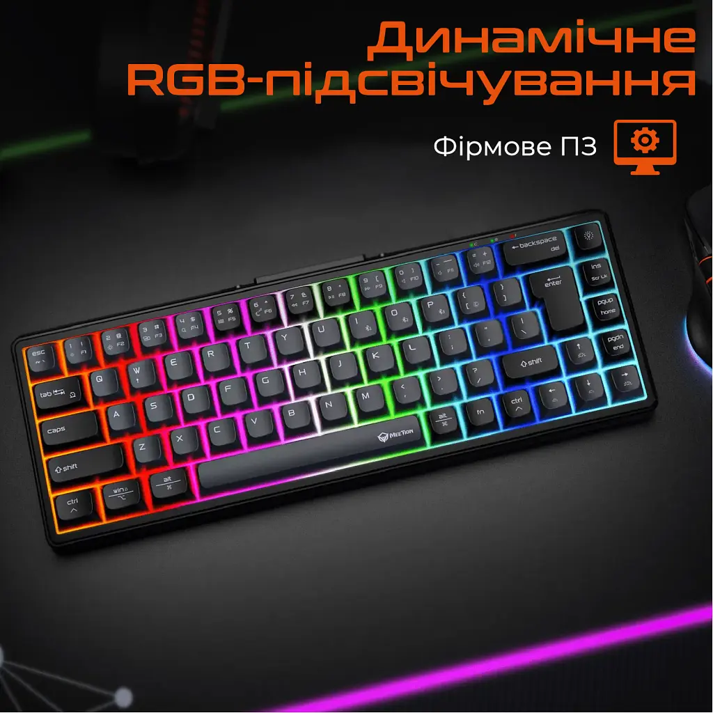 Клавіатура Meetion MK12 Bluetooth/USB Type-C Black (MT-MK12-A-RUA) - фото 5