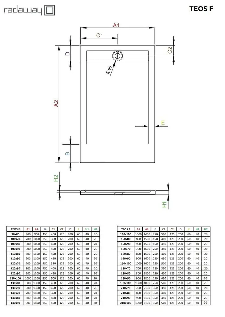 Душевой поддон Radaway Teos F 140x70 цвет антрацит HTF14070-64 - фото 2