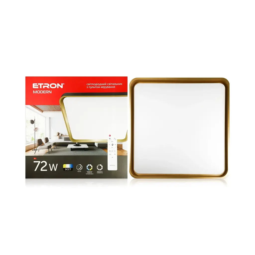 Світлодіодний світильник з пультом ETRON Smart MODERN 1-ESP-2058 72W gold&black IP20 - фото 2