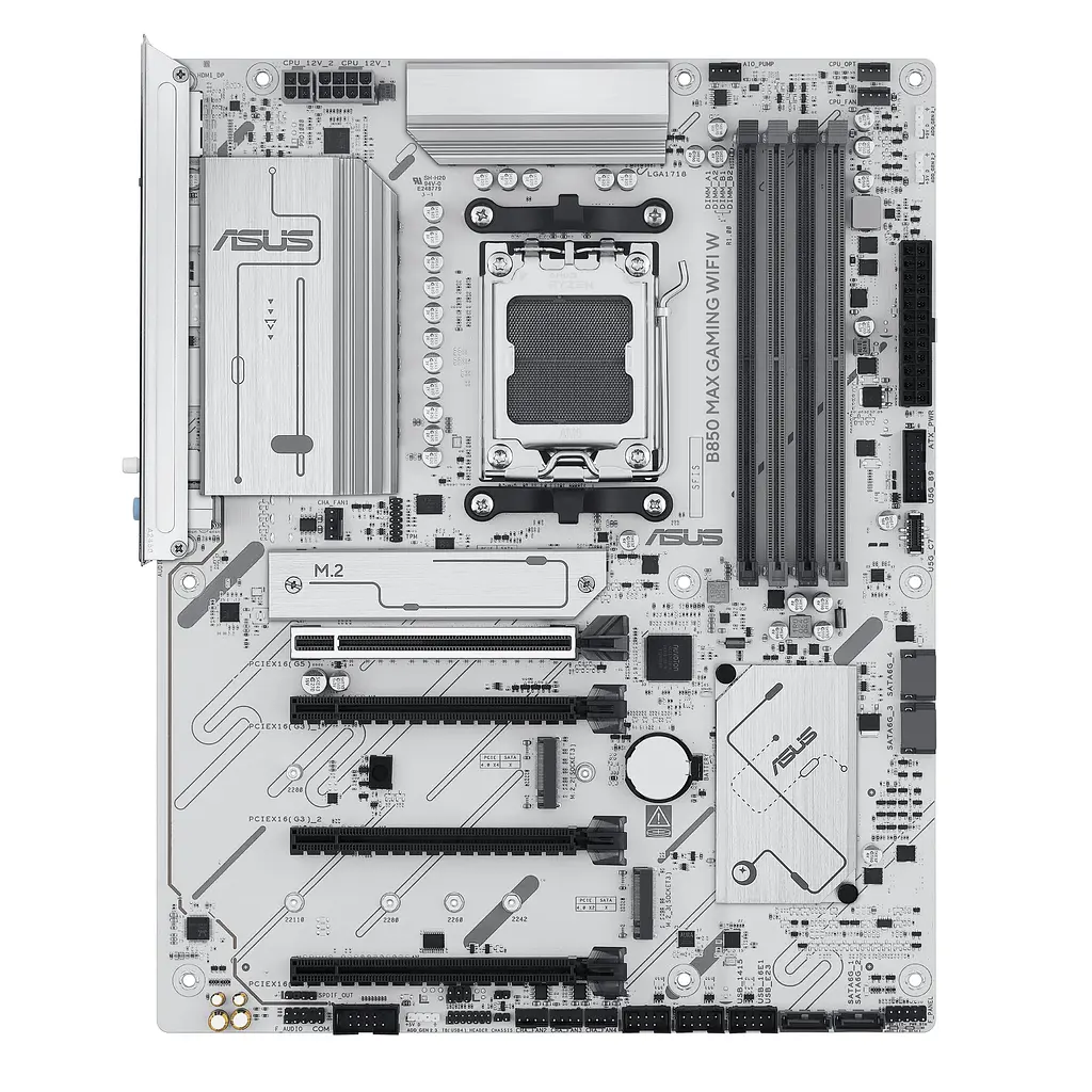 Материнская плата B850 MAX GAMING WIFI W sAM5 B850 4xDDR5 M.2 HDMI DP Wi-Fi BT ATX белый Asus teh0018993 - фото 2