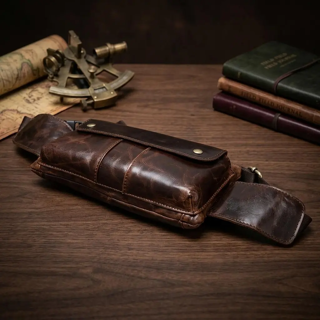 Поясна сумка чоловіча 14815 Vintage коричнева - фото 4
