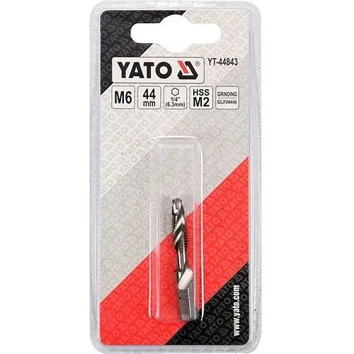 Сверло-метчик Yato М6х1 мм HSS М2 HEX-1/4 l=44/8 мм (YT-44843) - фото 3