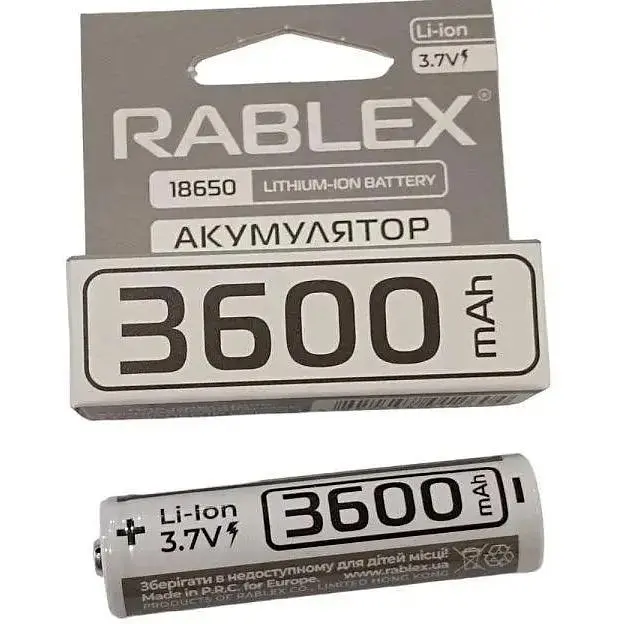 Литий-ионный аккумулятор Rablex 18650 3600 mAh 3.7 V (Li-ion) Original белый - фото 2