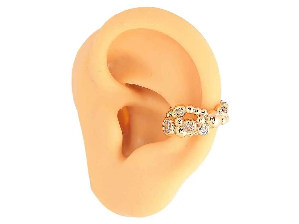 Сережки Xuping моно-кафа позолота 18K "Візерунок з кристалами" 290797 - фото 3