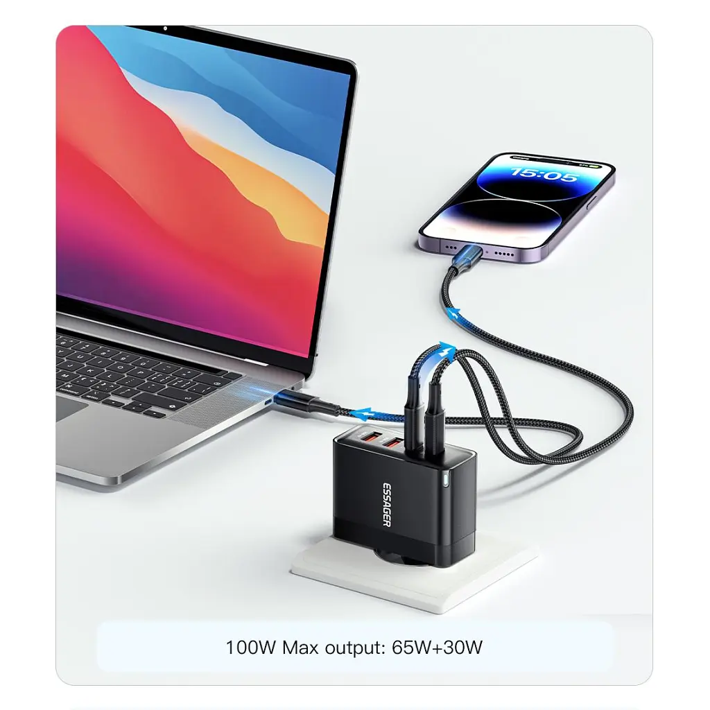 Зарядное устройство 2xUSB-C + 2xUSB 100W Essager (ECT2CA-QYB01-Z) - фото 6