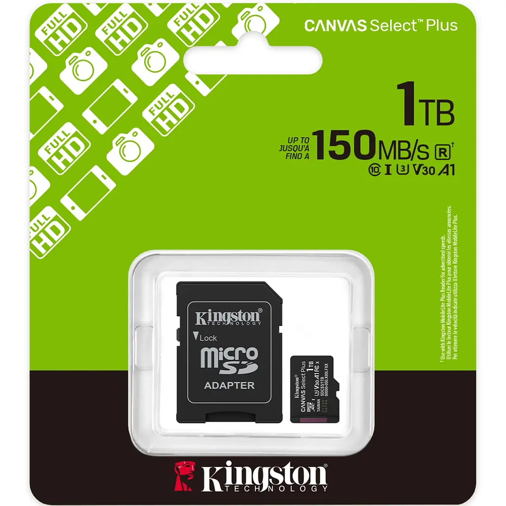 Memory card microSDXC 1TB Kingston Canvas Select Plus Gen3 C10 A1 V30 U3, Retail + adapter - фото 3