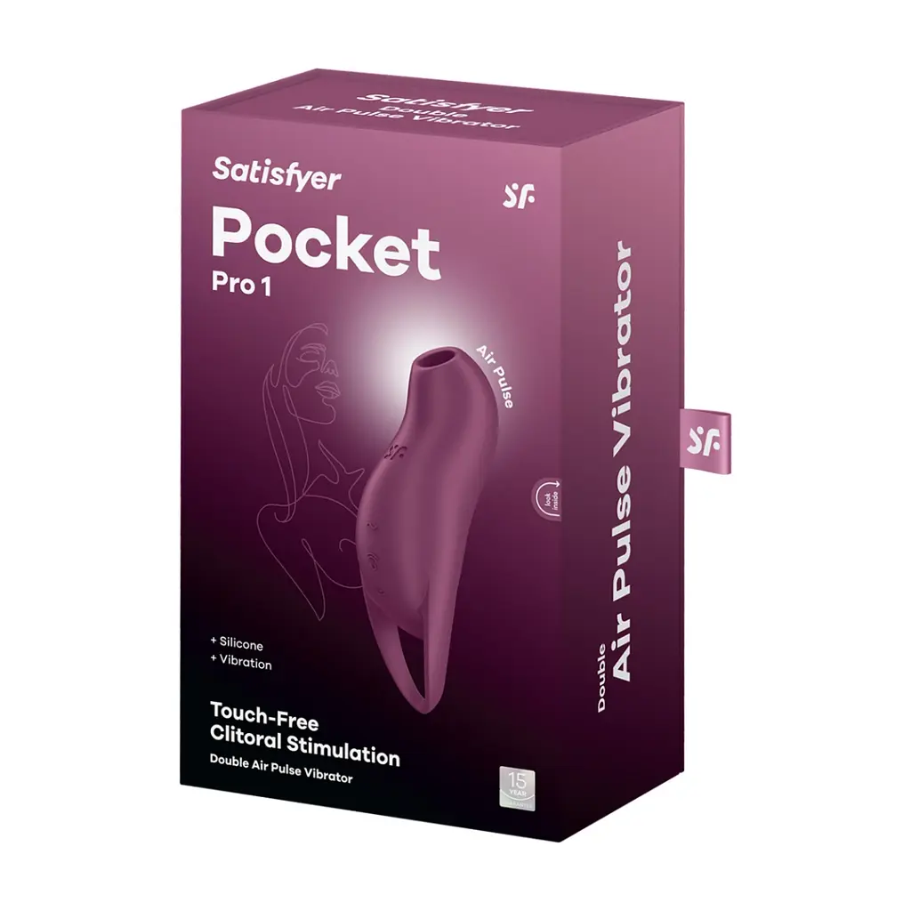 Вакуумний стимулятор клітора з вібрацією Satisfyer Pocket Pro 1 бордовий - фото 3
