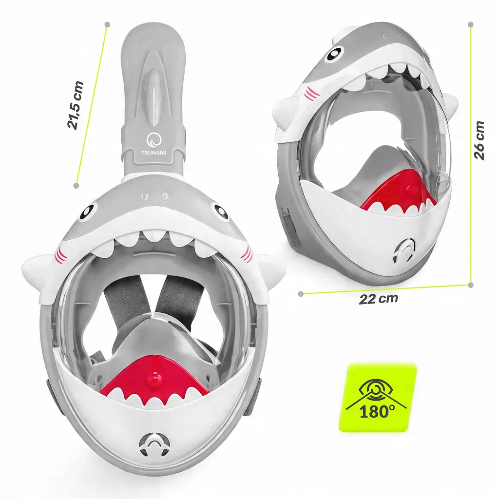 Маска для снорклінгу TSUNAMI Shark повнолицьова, дитяча Grey (P-5905973405447) - фото 8