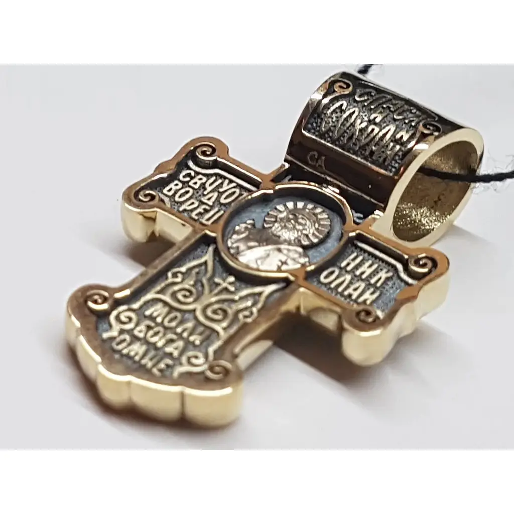 Золотий хрестик Харківська ювелірна фабрика Миколай Чудотворецб/Розп'яття Христа. 11570-ЧЕВРО - фото 3