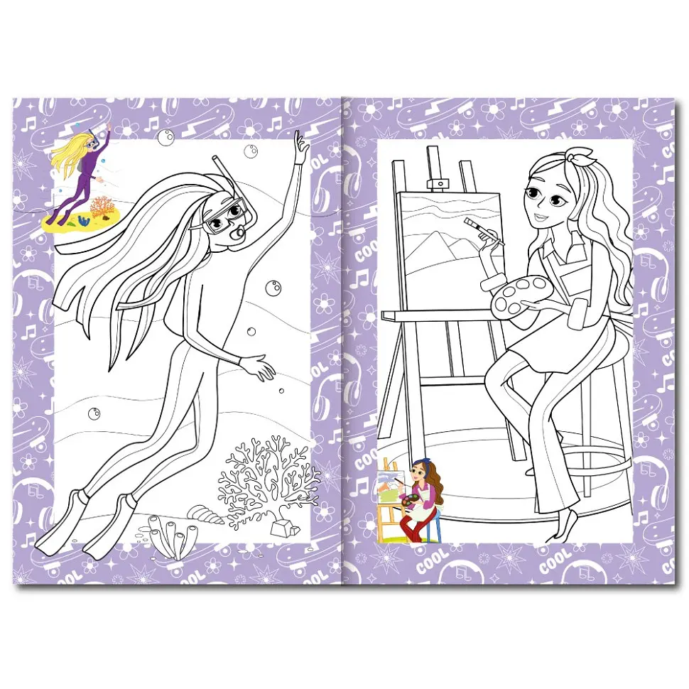 Книжка раскраска "Девчата хобби" Апельсин РМ-48-33 с цветными подсказками - фото 2