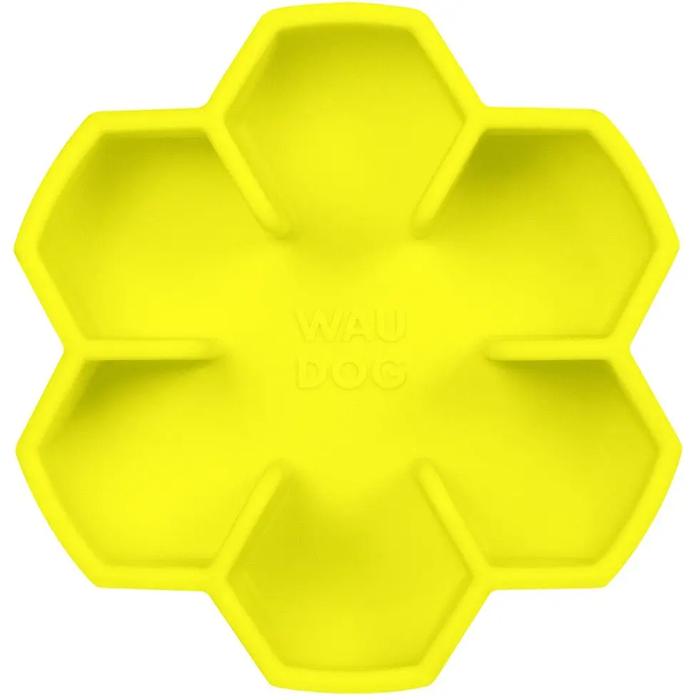 Миска собак та котів Waudog Silicone для повільного харчування 750 мл жовта - фото 2