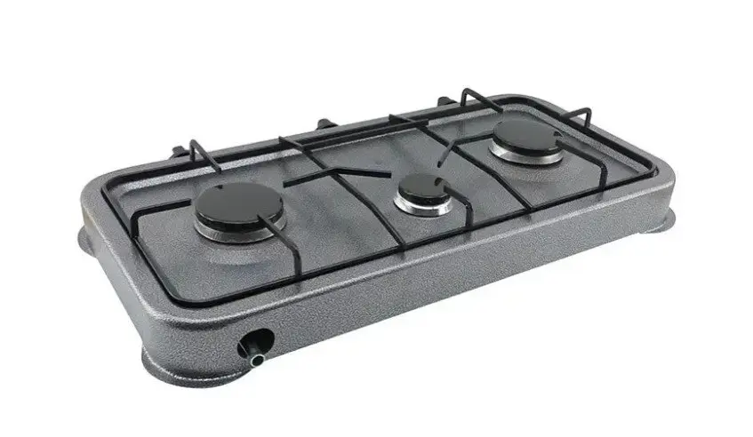 Газова настільна плита Domotec MS-6603 на 3 конфорки металева емальована поверхня Сіра - фото 3