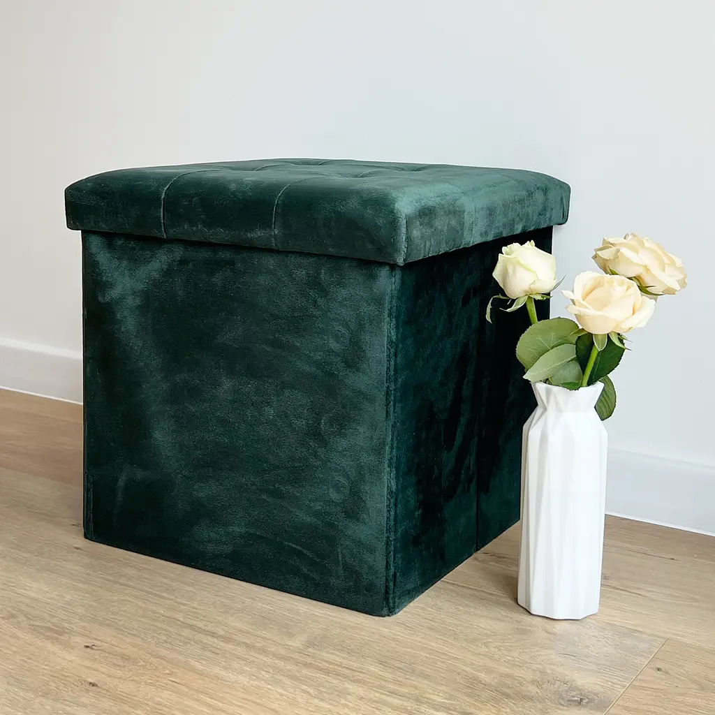 Пуф для зберігання МВМ My Home велюровий 380х380х380 мм зелений (TH-05 GREEN) - фото 5