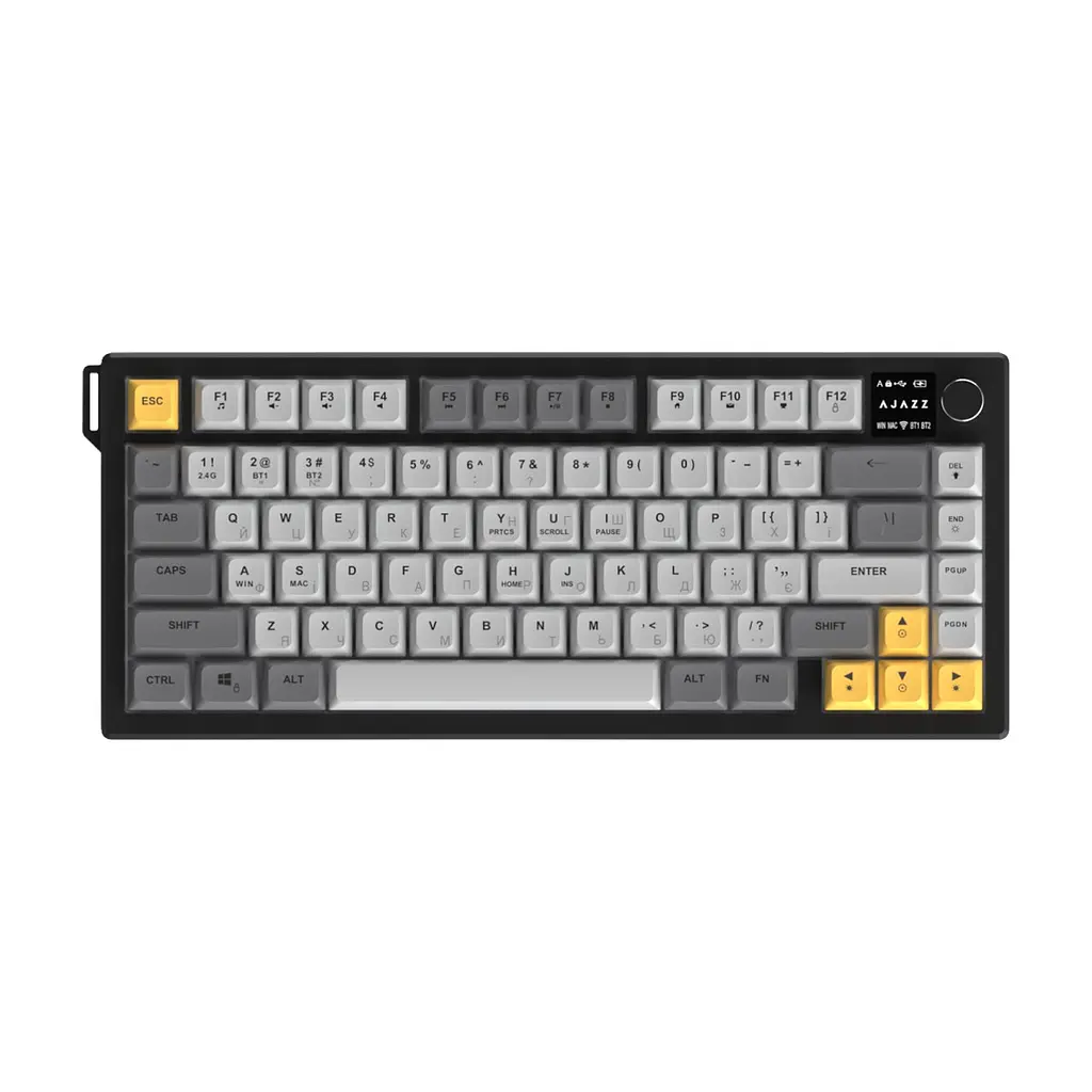 Клавіатура Ajazz AF82 Wireless/Bluetooth/USB UA Black/Gray/Yellow (AF82-BGY) - фото 3