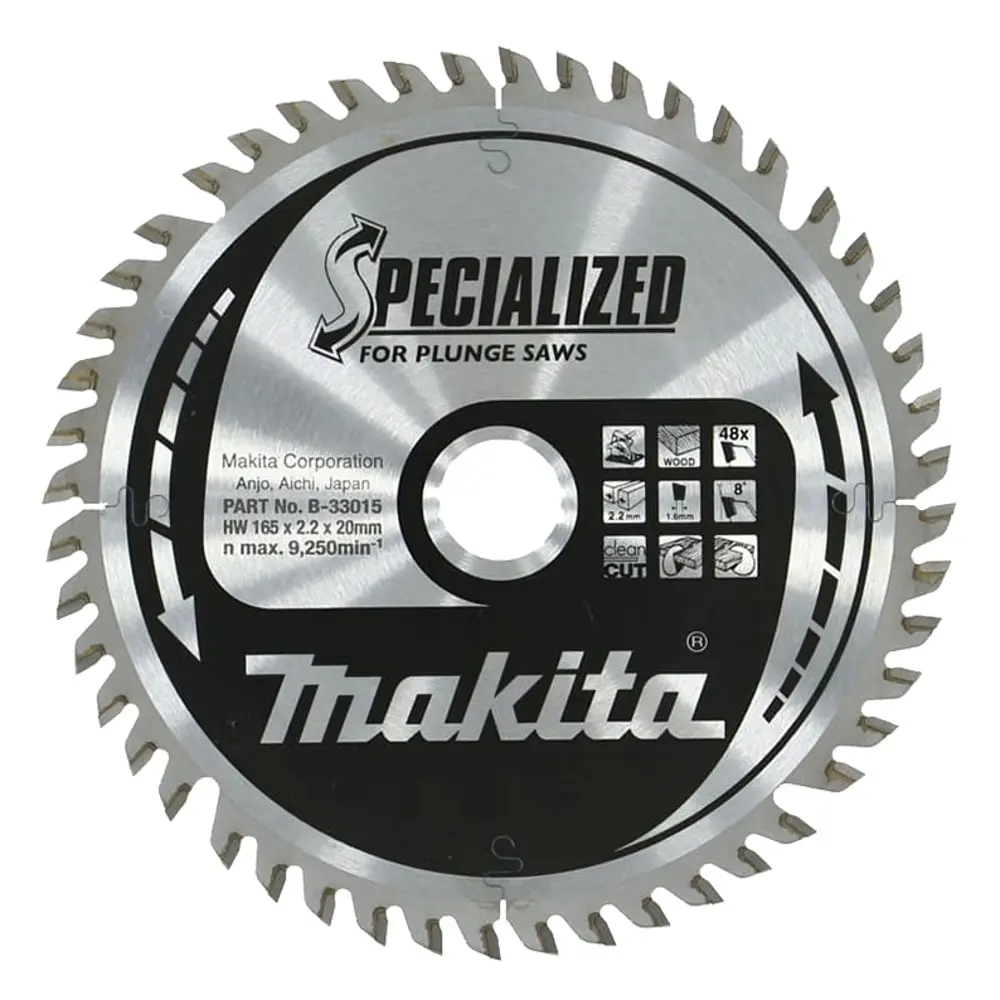 Диск пиляльний по деревині для заглибних пил 165х20 мм 48T Makita SPECIALIZED B-33015
