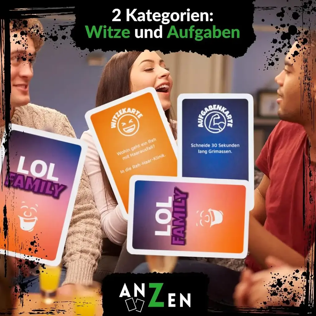 Сімейна карткова гра Сміятися заборонено ANZEN LOL Family 110 карток весела гра для компанії 8+ німецька версія (SKU-215) - фото 3