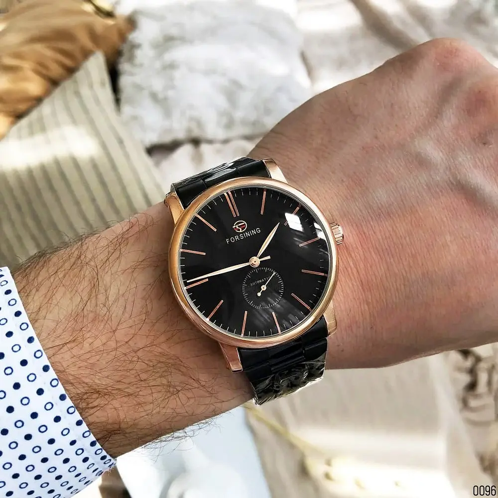 Наручний годинник чоловічий 8214 Black-Cuprum Forsining acs0031364 - фото 3