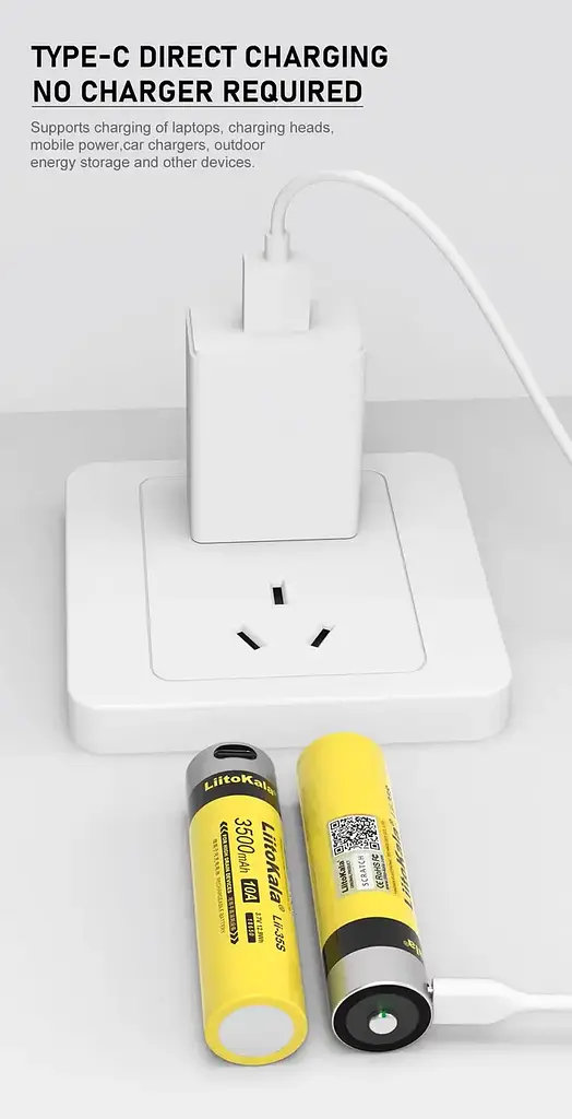 Акумулятор LiitoKala 18650 Lii-35S Li-ion 3500mAh 3.7V Type-C Жовтий (2663276247) - фото 4