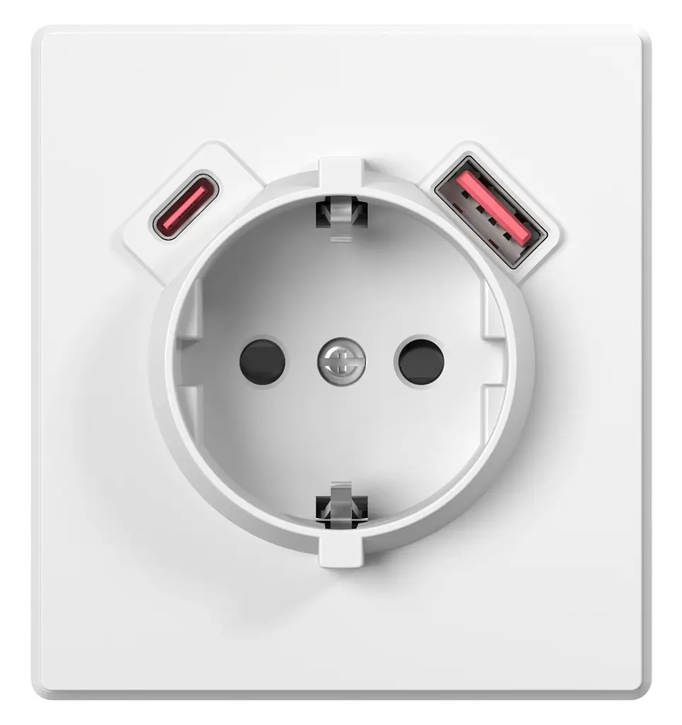 Розетка Videx Nota одинарна із заземленням USB-A+C 20W біла матова (VF-NT-SK1GUC-WH) - фото 2