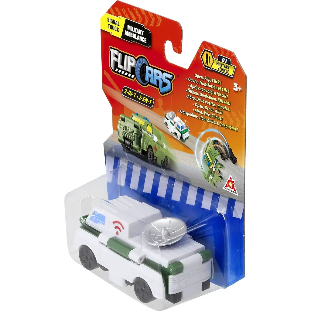 Машинка-трансформер Flip Cars Вантажівка зв'язку та Військова швидка допомога, 2 в 1, 8 см (EU463875-15) - фото 6