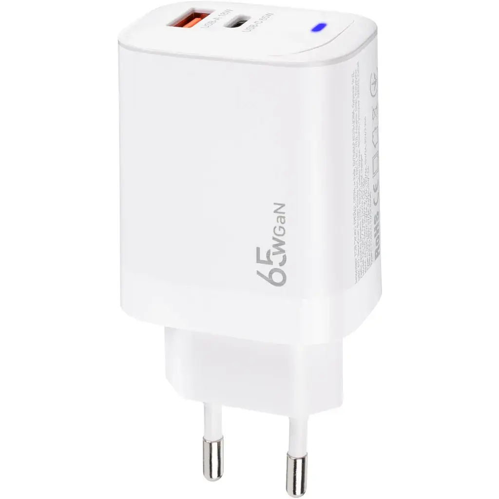 Зарядний пристрій XoKo 1xUSB-C PD65W + 1xUSB QC3.0 GaN white (XK-QC-620) - фото 3