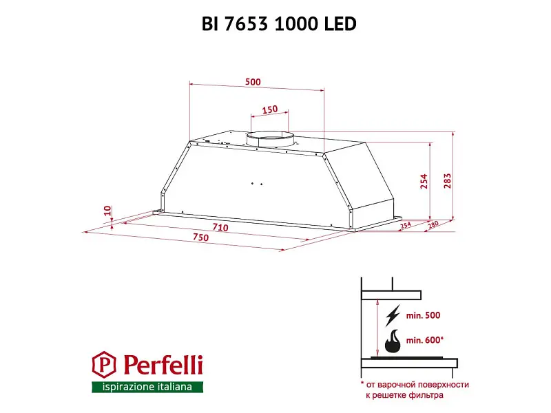 Витяжка Perfelli BI 7653 I 1000 LED - фото 10