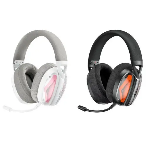 Наушники накладные XO BE46 2.4G Gaming Headset with Type-C+USB 2-in-1 Adapter Бело-розовые - фото 2