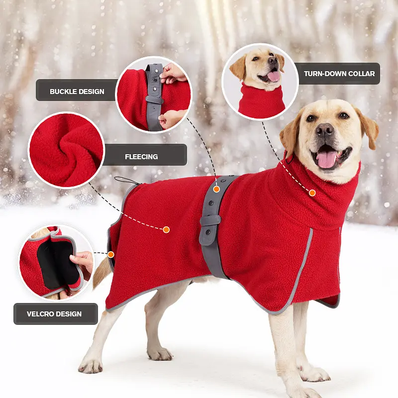 Зимове флісове пальто для собак Wan Talk Peach Skin, Turquoise, XL - фото 4