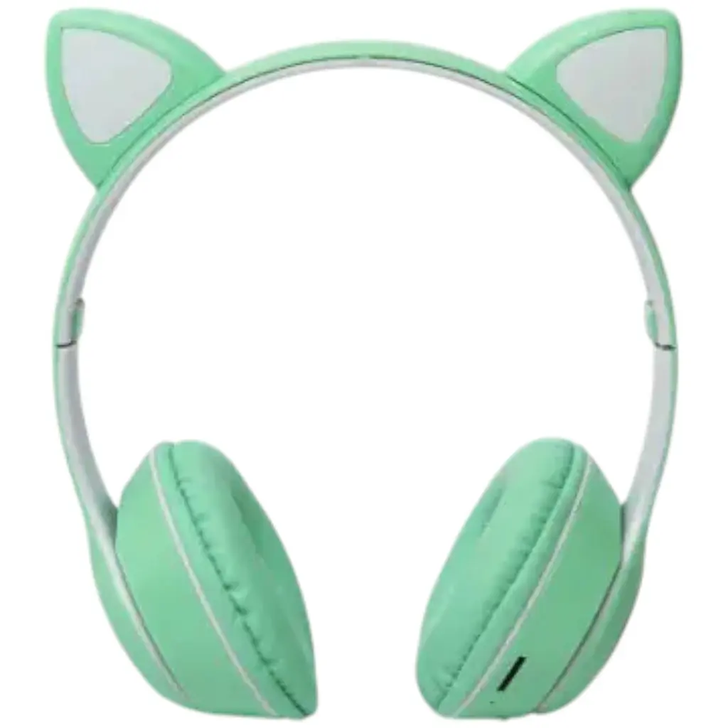 Детские наушники Cat MZ-023 Bluetooth RGB подсветка FM microSD с кошачьими ушками зеленый - фото 2