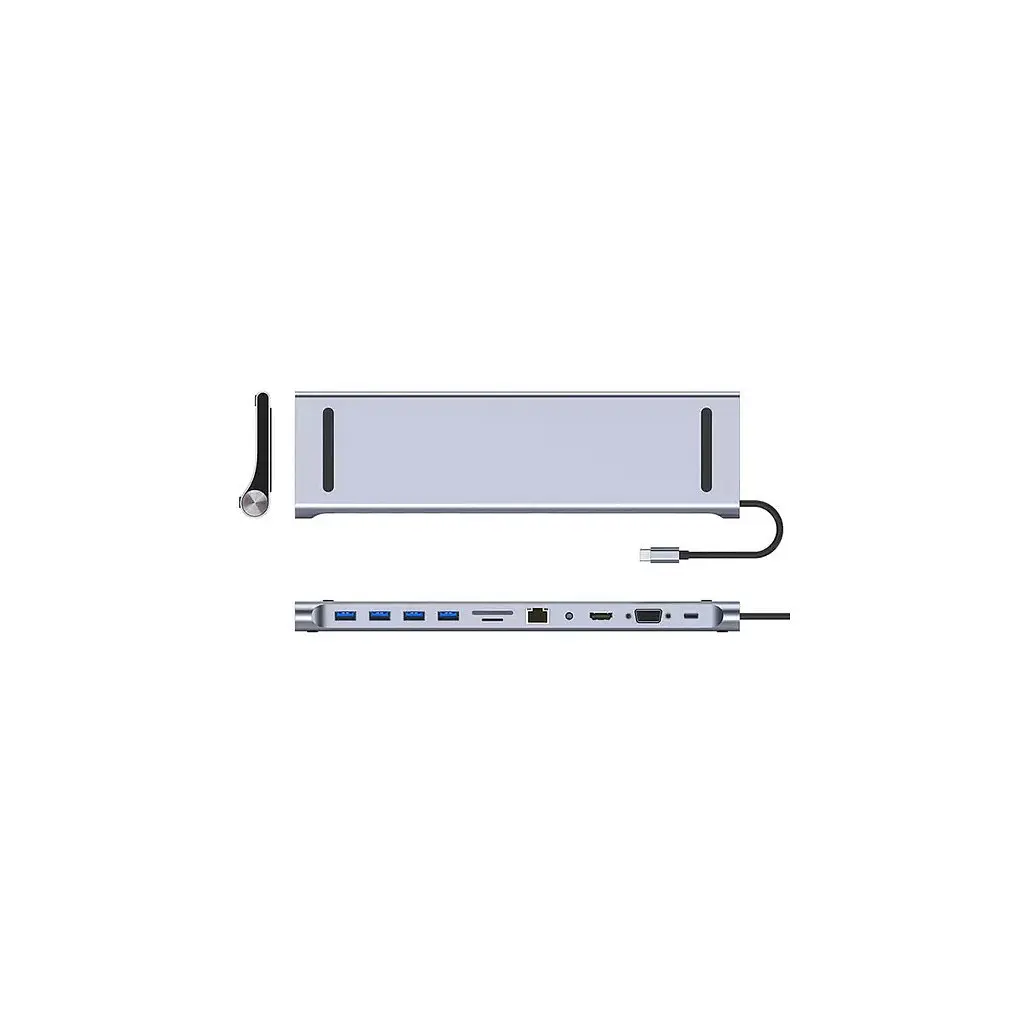 Порт-реплікатор Dynamode 11-in-1 USB-C to HDTV 4K/30Hz, VGA, 1хUSB3.0, RJ45, Type-C PD, Audio, SD/MicroSD (BYL-2003) - фото 4