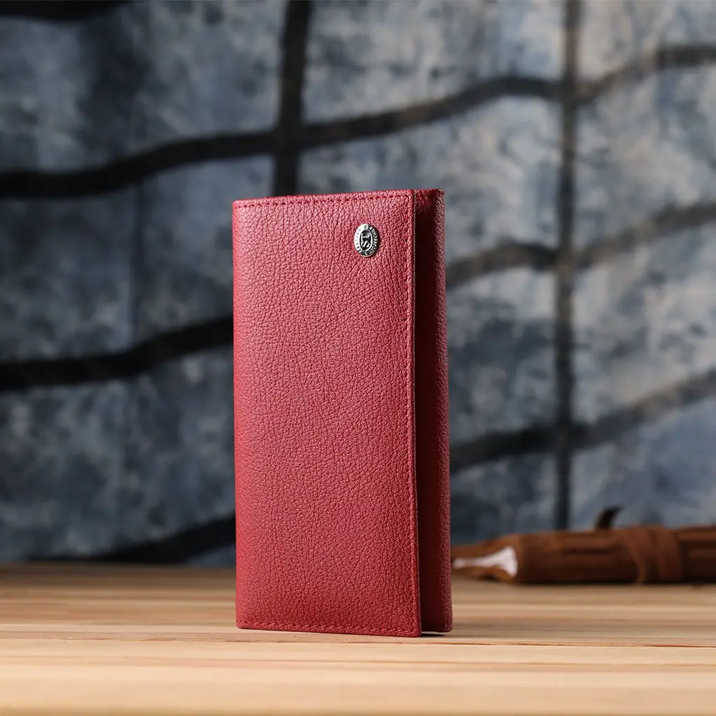 Яскравий вертикальний гаманець із натуральної шкіри ST Leather 23087 червоний - фото 10
