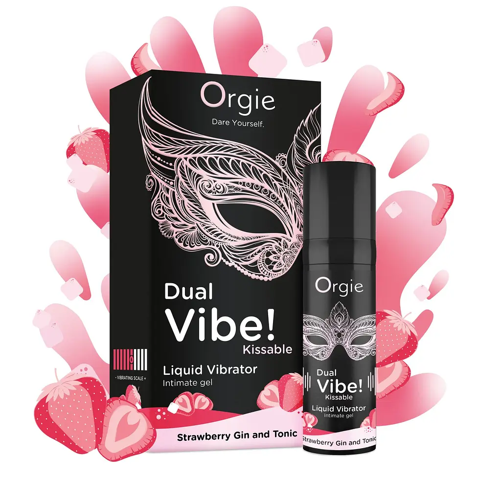 Рідкий вібратор Orgie Dual Vibe! Liquid Vibrator Strawberry Gin and Tonic 15 мл - фото 4
