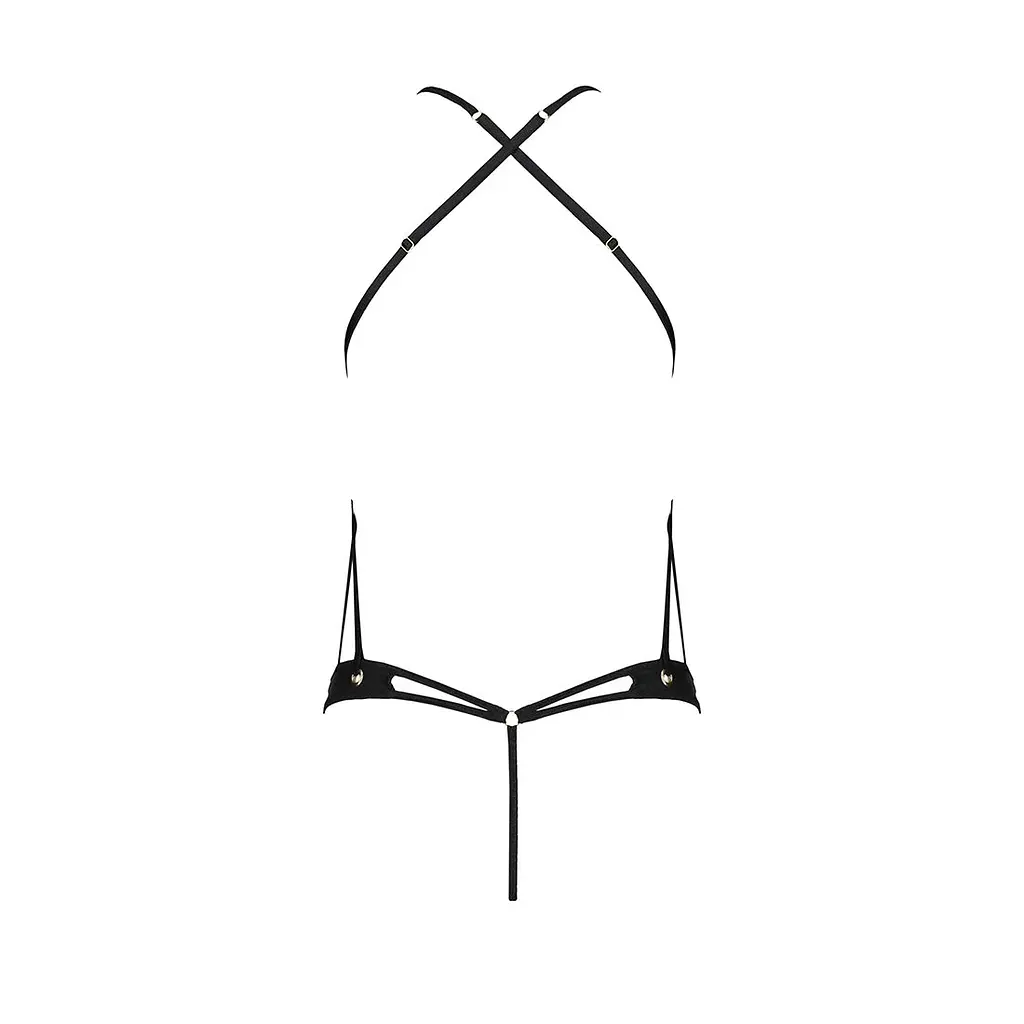 Боді з відкритим доступом Passion TASMINA BODY XXL/XXXL, black, екошкіра, шнурівки, ажурні мережива - фото 4