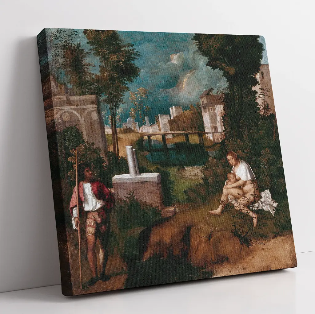 Інтер'єрна картина Буря, Джорджоне, Giorgione, The Tempest, інтер'єрний декор, 60×60 см (id6973) - фото 2