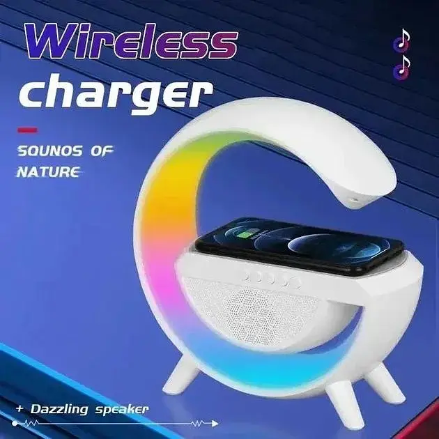 Настільна лампа-нічник RGB 3-in-1 Rainbow Light-Wireless Charger-Speaker з бездротовою зарядкою та Bluetooth колонкою - фото 5